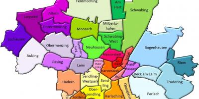 Monachium powiatów mapie
