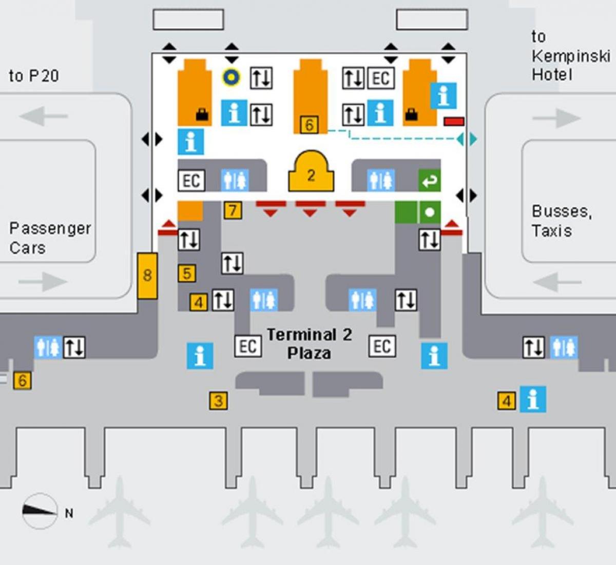 Schemat lotniska w Monachium przyjazd
