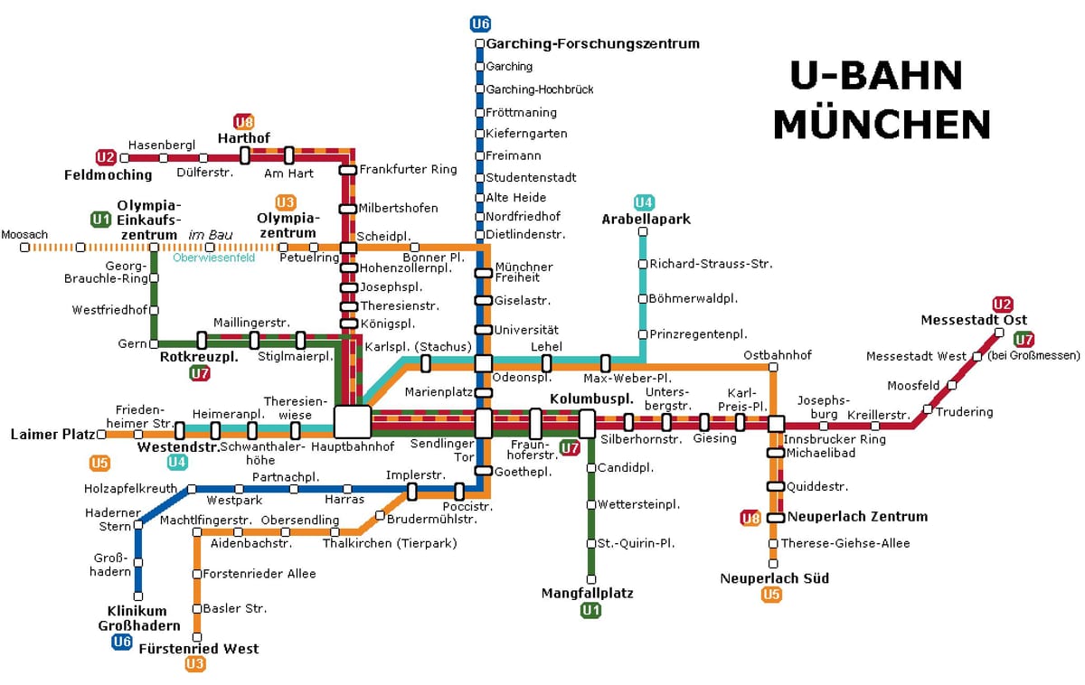 mapa metra w Monachium