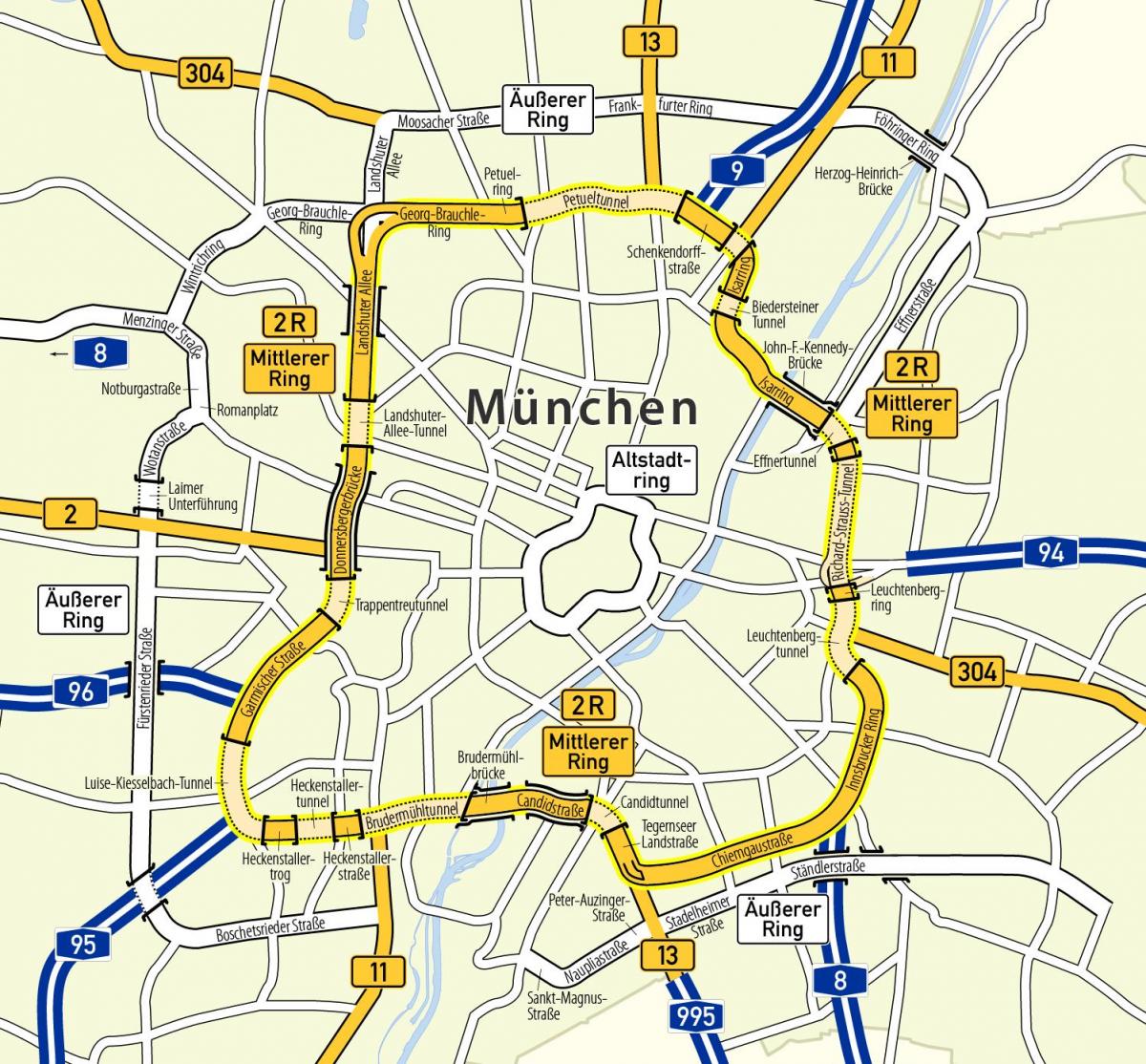 Monachium pierścień mapa