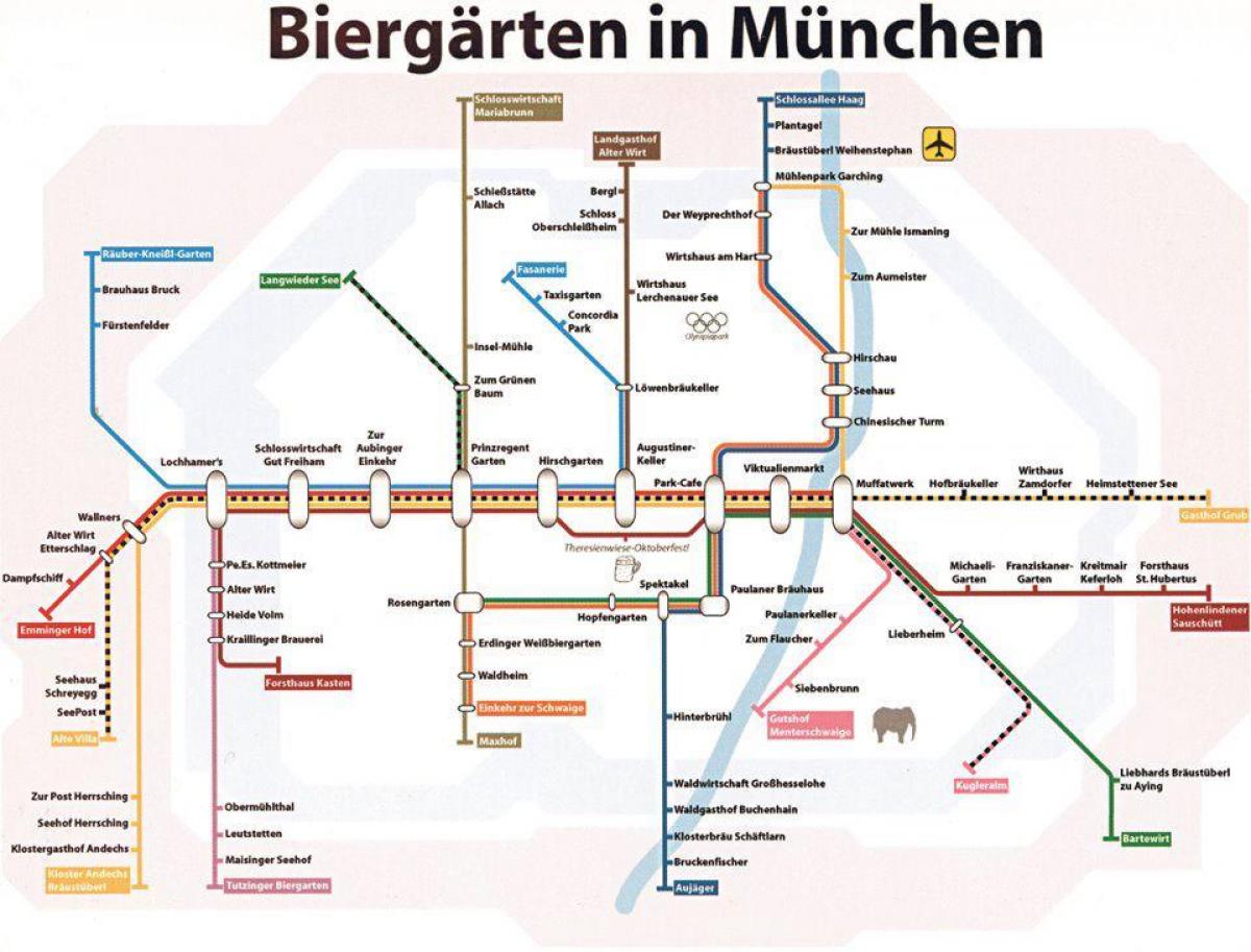 Mapa Monachium ogródek piwny