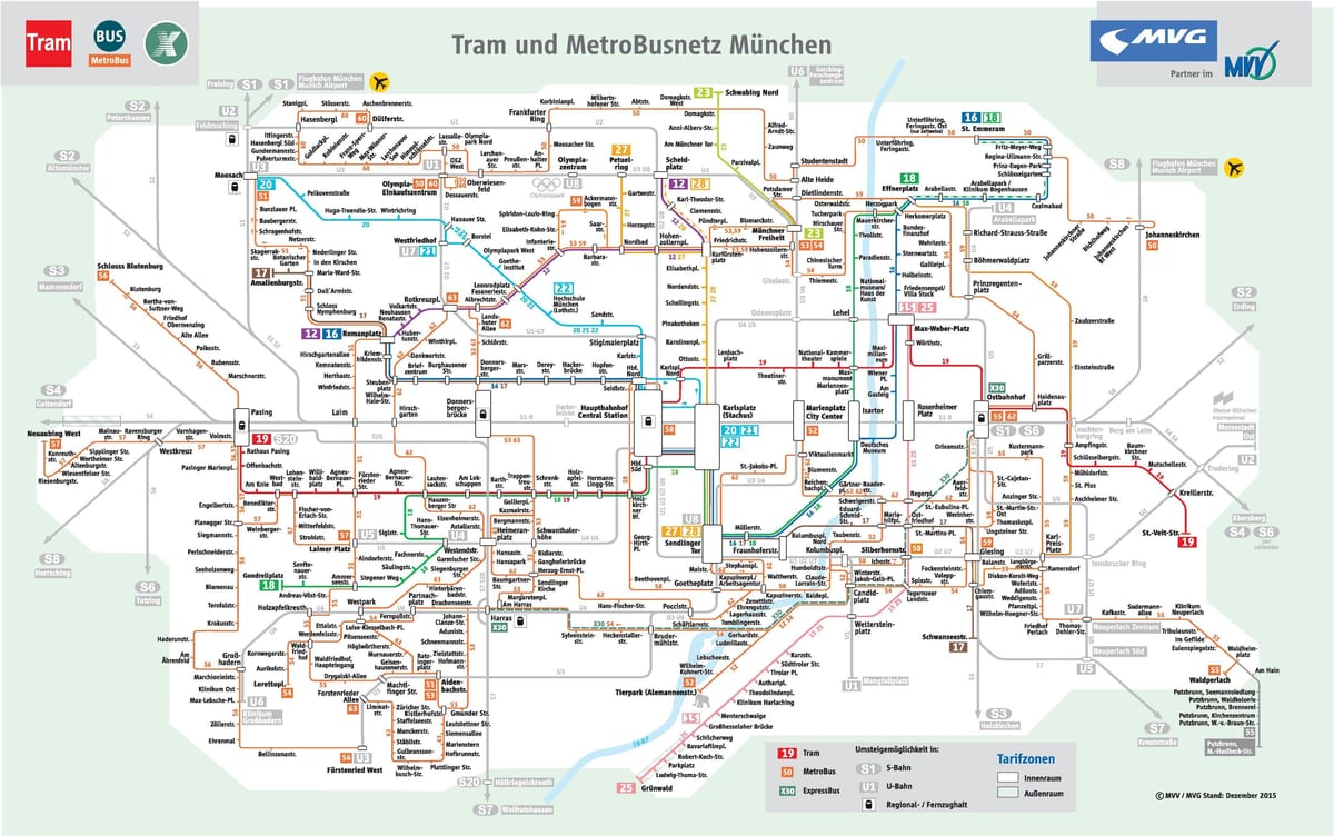 Mapa Monachium autobusem