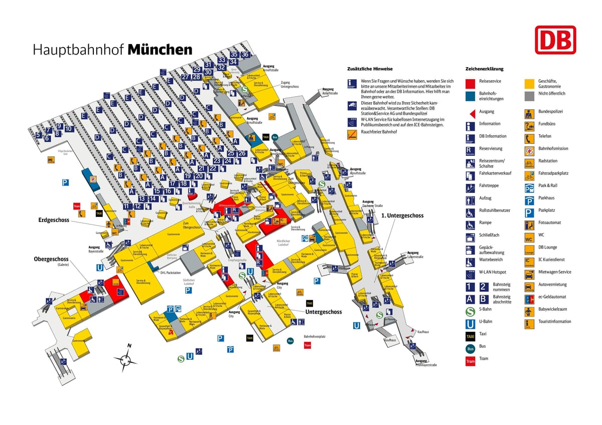 platforma Monachium hbf underground station mapie