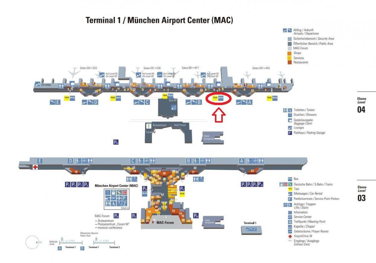 Mapa Monachium lotnisko Terminal 1