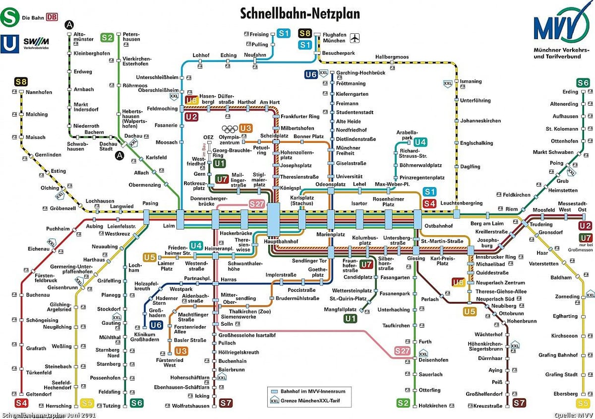 mapa metra w Monachium
