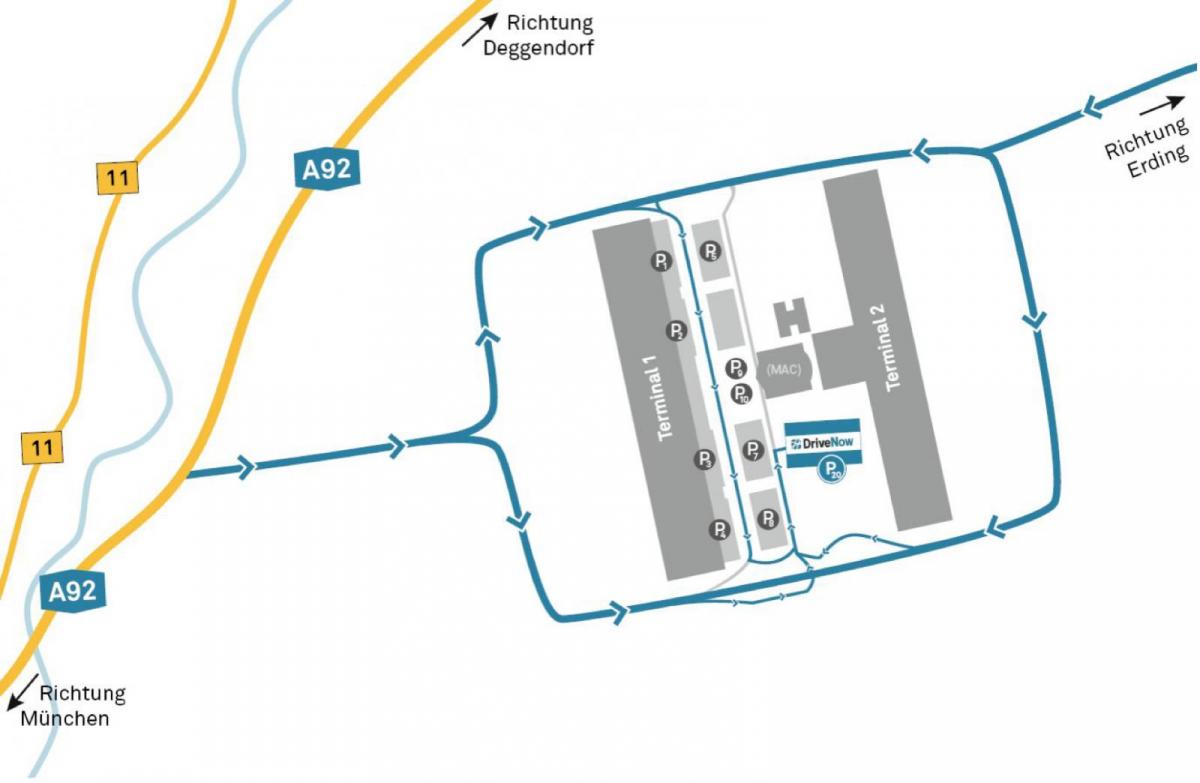 lotnisko w Monachium mapa wypożyczalni samochodów 