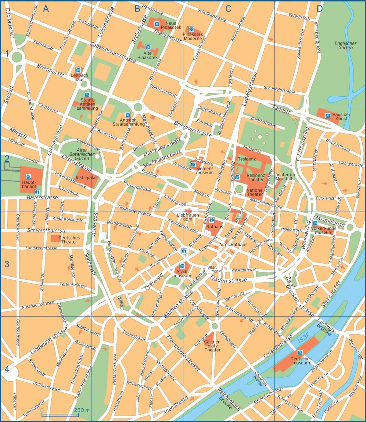 mapa ulic Monachium, Niemcy