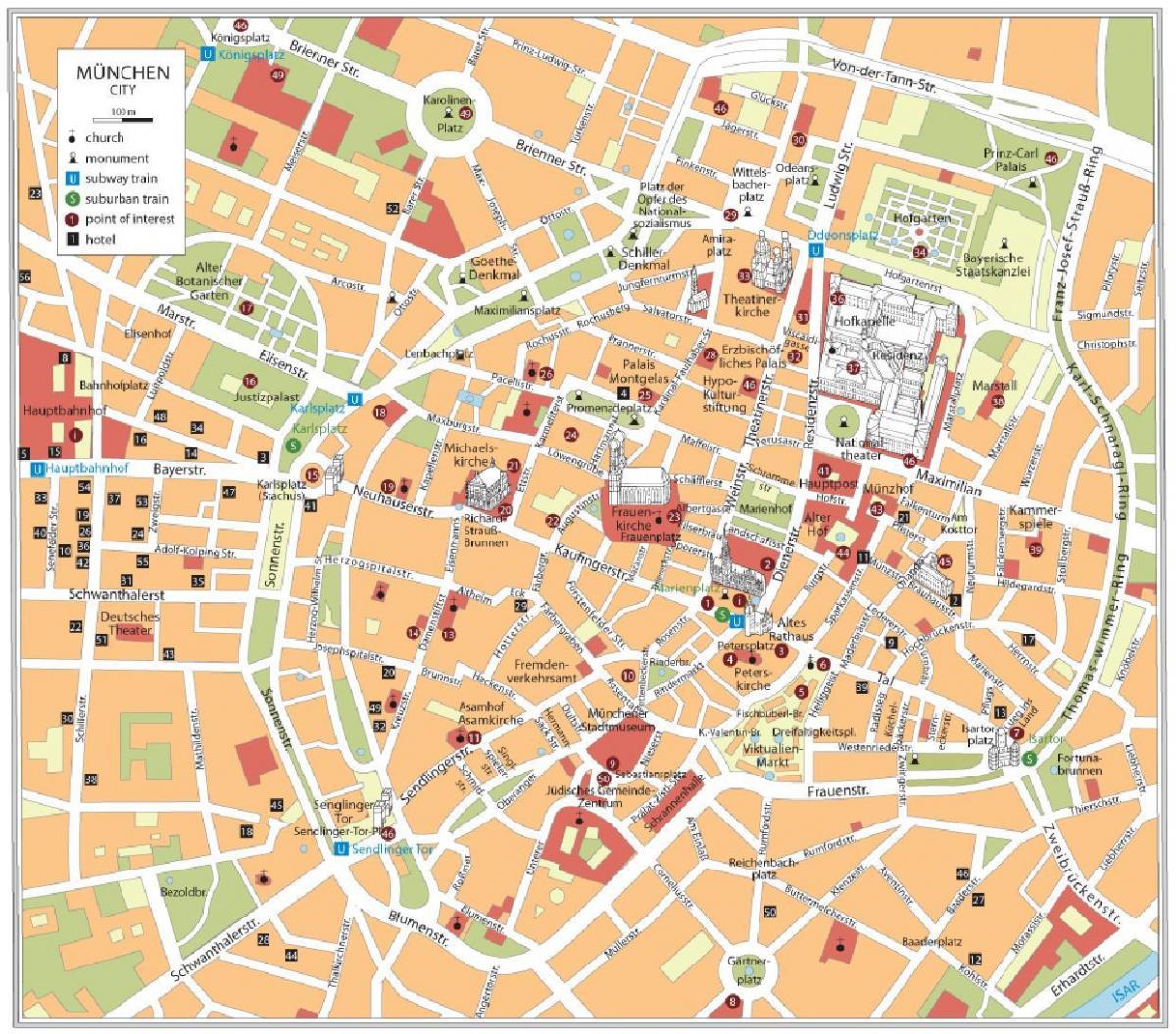 Monachium piesza mapie