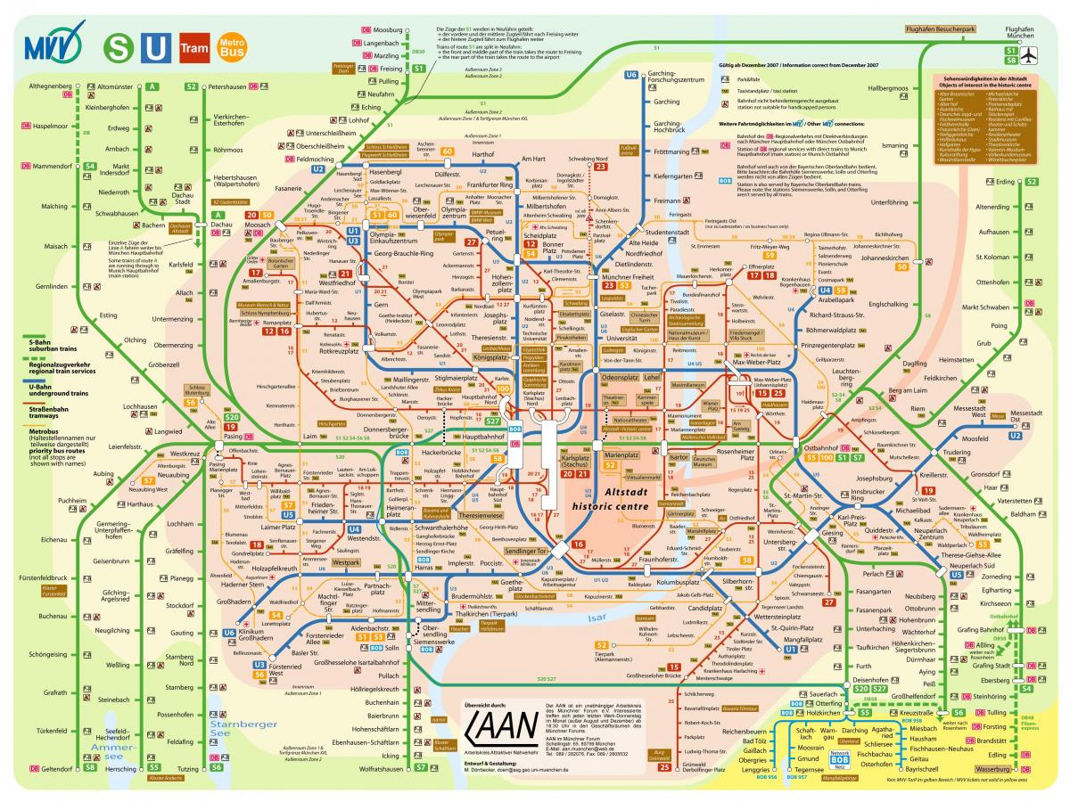 mapa transportu Monachium