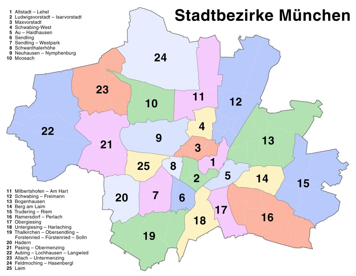 mapa przedmieść Monachium