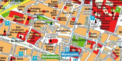 Mapa ulic Monachium do centrum miasta 