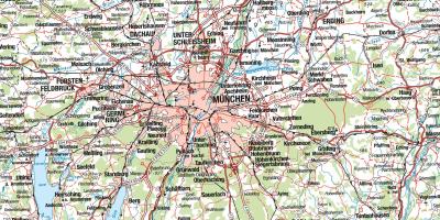Mapa Monachium i pobliskich miast