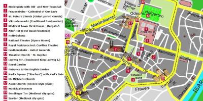 Mapa Monachium zabytki centrum miasta